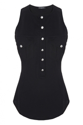 Топ из хлопка и льна Balmain