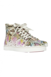 Кеды из кожи питона Louis Flat Python Aquarel Christian Louboutin