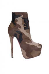 Кожаные ботильоны Daf Booty 160 Pony Camouflage Christian Louboutin