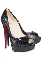 Туфли из кожи питона Lady Peep 150 Python Crystal Christian Louboutin