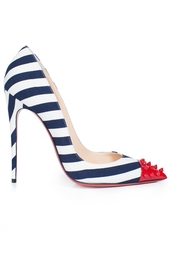 Туфли из хлопковой ткани Geo Pump 120 Patent/Toile Christian Louboutin