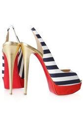 Босоножки Lady Peep Sling 150 Toile Rayee/VV Christian Louboutin