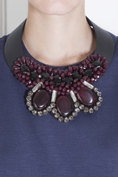 Колье из кожи и кристаллов Marni