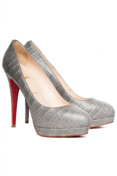 Серые Туфли из крокодила Alti Pump Christian Louboutin