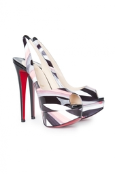 Босоножки Lady Peep Sling 150 Patent Graffiti Christian Louboutin