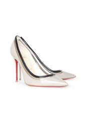 Серые лодочки Paulina 100 Patent/Pvc/Kid брак Christian Louboutin