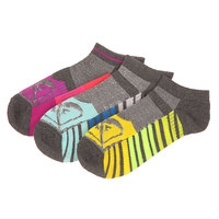 Носки низкие женские Roxy 3pk Diagnal Stripe Ns Grey Heather