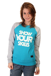 Толстовка свитшот женская Skills Show You Skills Crewneck Turquoise/Grey Melange