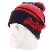 Шапка с помпоном True Spin Retro Font Pom Navy/Red