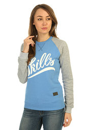 Толстовка свитшот женская Skills Script Logo 3 Crewneck Blue/Grey Melange