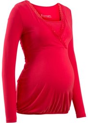 Мода для беременных: футболка с длинным рукавом и кружевной вставкой (темно-синий) Bonprix