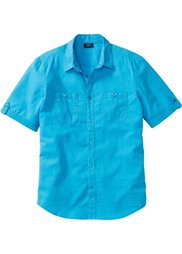 Рубашка Regular Fit из льна и хлопка (голубой/белый меланж) Bonprix