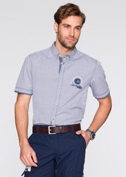Рубашка Regular Fit с коротким рукавом (светло-серый в полоску) Bonprix