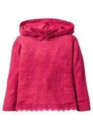 Вязаный пуловер с капюшоном и кружевной отделкой, Размеры  80/86-128/134 (кремовый) Bonprix