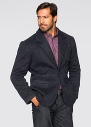 Вязаный пиджак Regular Fit с шерстью, cредний рост (N) (темно-синий меланж) Bonprix