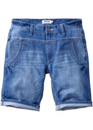Джинсовые бермуды Loose Fit Straight (темно-синий «потертый») Bonprix