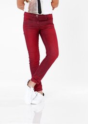 Брюки Skinny с потертым эффектом, Размеры  116-170 (бордовый) Bonprix