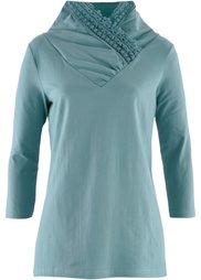 Футболка с красивым воротником и рукавом 3/4 (индиго) Bonprix