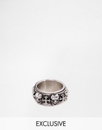 Серебристое кольцо с черепом Reclaimed Vintage - Серебряный