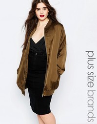 Удлиненная куртка‑пилот на молнии Missguided Plus - Хаки