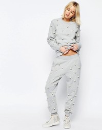 Джоггеры с искусственным жемчугом ASOS WHITE - Серый