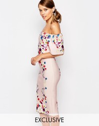 Платье-футляр с принтом и рюшами True Violet - Многоцветный цветочный