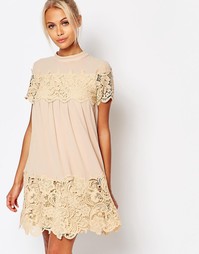 Платье с присборенной юбкой и кружевными вставками Fashion Union