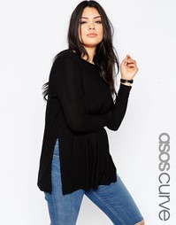Топ-туника с разрезами по бокам и длинными рукавами ASOS CURVE