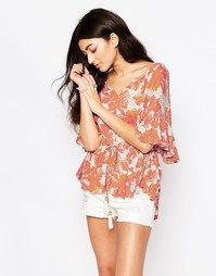 Топ с присборенной талией и принтом Free People River Bend