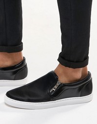 Кеды-слипоны с молниями ASOS - Черный