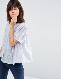 Футболка в стиле casual с кружевными вставками ASOS - Синий