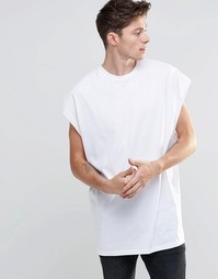 Белая oversize-футболка без рукавов с углубленной проймой ASOS - Белый