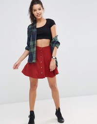 Расклешенная мини-юбка на кнопках ASOS - Красно-бурый