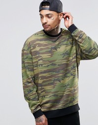 Oversize-свитшот с камуфляжным принтом ASOS - Зеленый