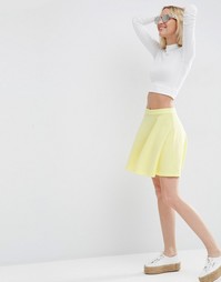 Короткая расклешенная юбка из фактурной ткани ASOS - Лимонный