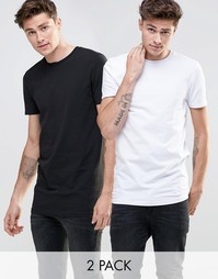 2 удлиненные футболки (белая/черная) ASOS - СКИДКА 12%