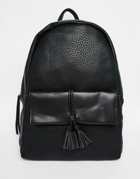 Рюкзак с плетеным шнурком на кармане Pieces - Черный