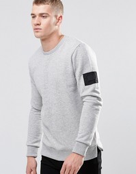 Свитшот с нашивкой на рукаве Jack &amp; Jones - Светло-серый меланж