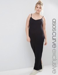 Платье макси на бретельках ASOS CURVE - Черный