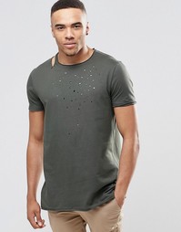 Длинная футболка с необработанной кромкой ASOS - Forest night