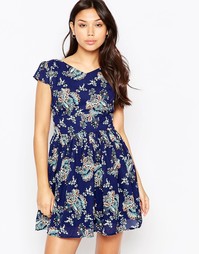 Платье с цветочным принтом и молнией сзади Iska - Синий