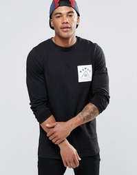 Удлиненный лонгслив с принтом ASOS - Черный