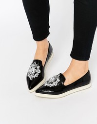 Туфли на плоской подошве с отделкой ASOS METAPHOR - Черный