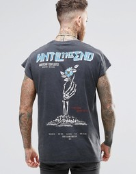 Oversize-футболка без рукавов с эффектом кислотной стирки и принтом ск Asos