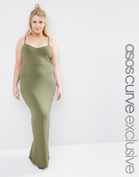 Платье макси на бретельках ASOS CURVE - Хаки