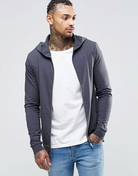 Синий трикотажный худи облегающего кроя на молнии ASOS - Ebony