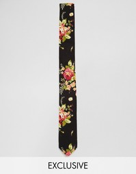 Черный галстук с цветочным принтом Reclaimed Vintage - Черный