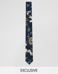 Темно-синий галстук с цветочным принтом Reclaimed Vintage