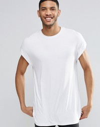 Oversize-футболка в рубчик с короткими рукавами ASOS - Белый
