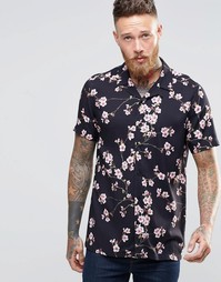 Вискозная гавайская рубашка классического кроя ASOS - Черный